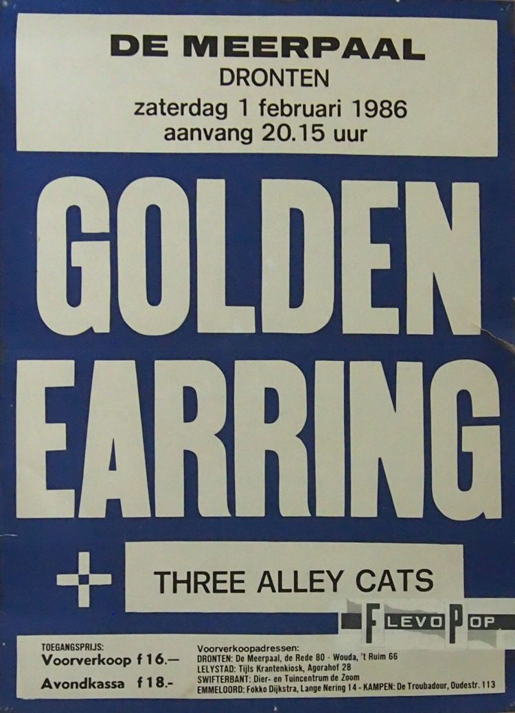 Golden Earring show poster February 01 1986 Dronten - De Meerpaal (Collection Edwin Knip)